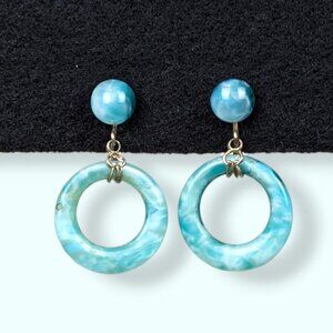 V. Mid-Century Marbled Blue Lucite Earrings